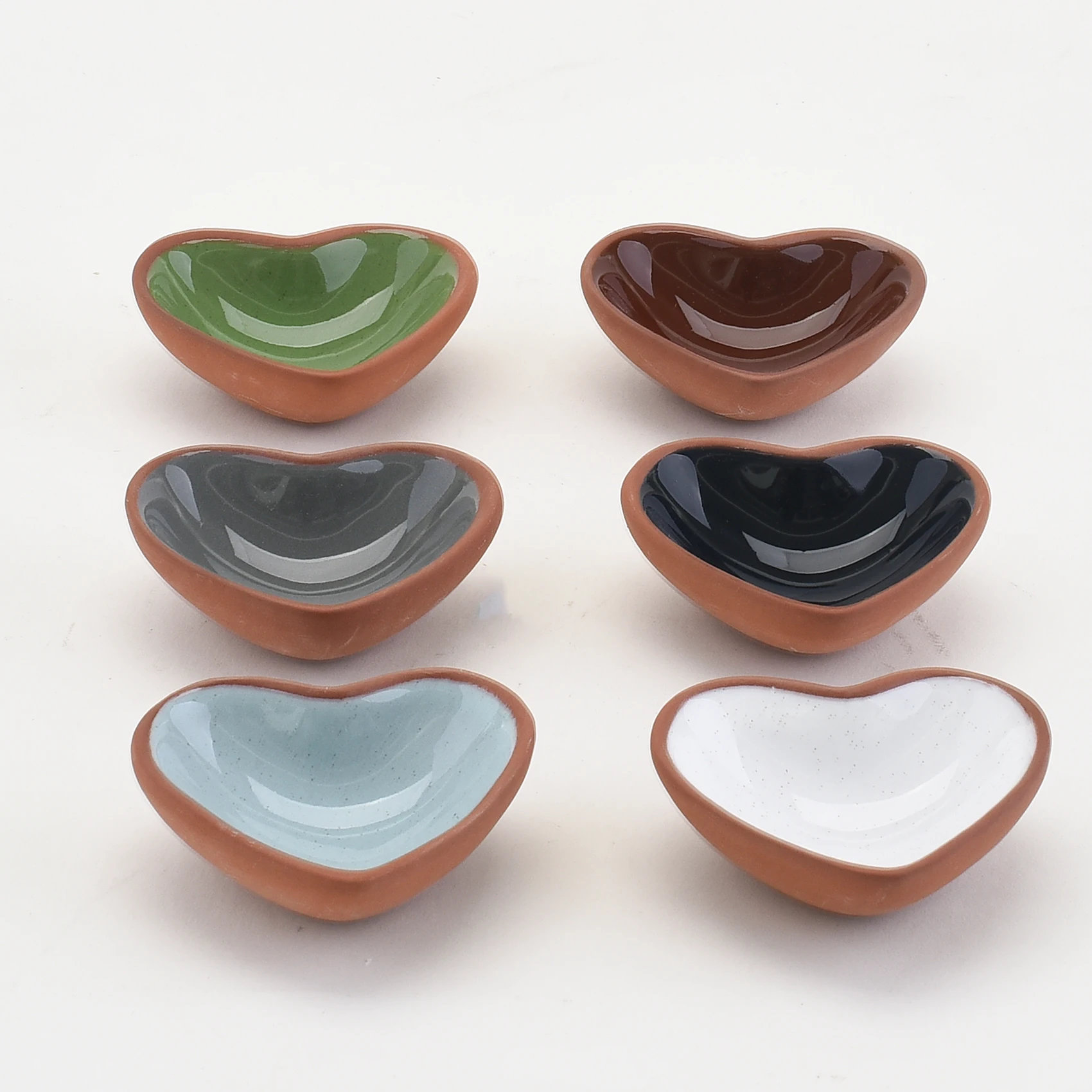 

Set of 6 Mini Heart Stackable Restaurant Hotel Ceramic Porcelain Terracotta Sauce Dish