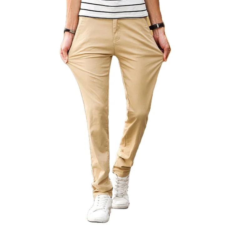 

Wholesale casual trousers men's chino business pants slim men fit trousers khaki straight cotton trousers