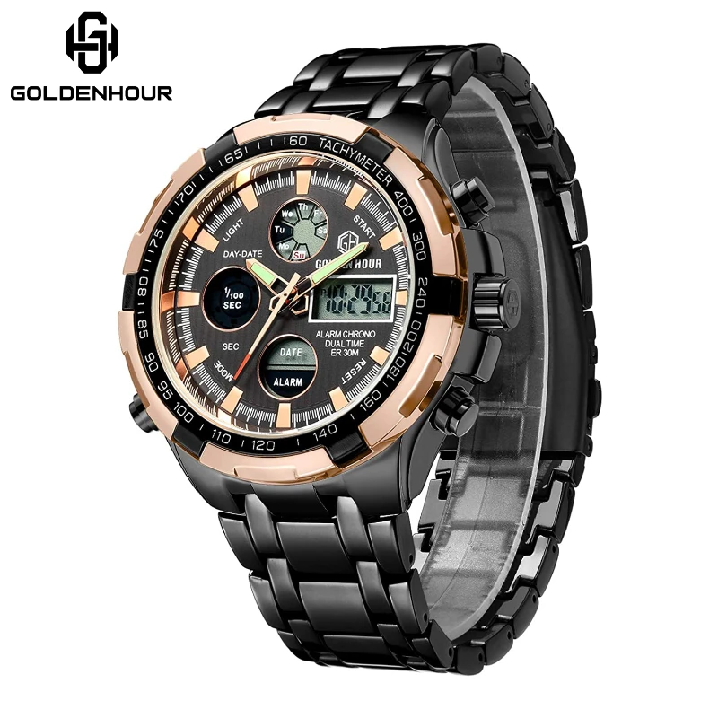 

Relojes Hombre GOLDENHOR New Watches Men Luxury Brand Chronograph Male Sport Watches Waterproof Stainless Steel Quartz Watch, Multi colors