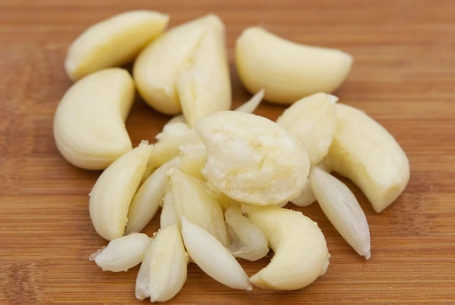 Chef measuring minced garlic in tablespoon for recipe accuracy