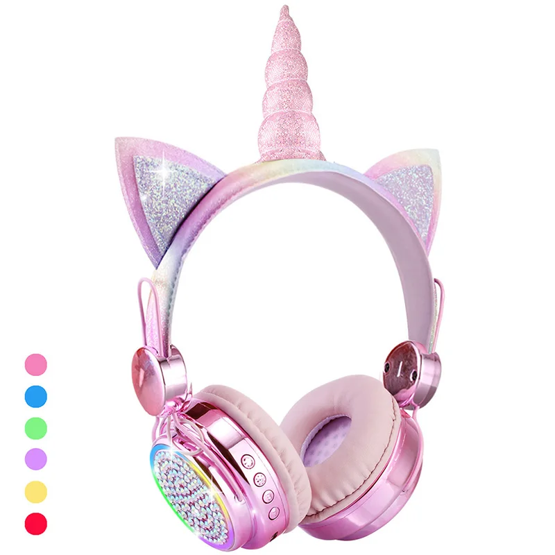 

Wireless Unicorn Headphones LED Light Color Change Kids Headphones for Girls/Boys