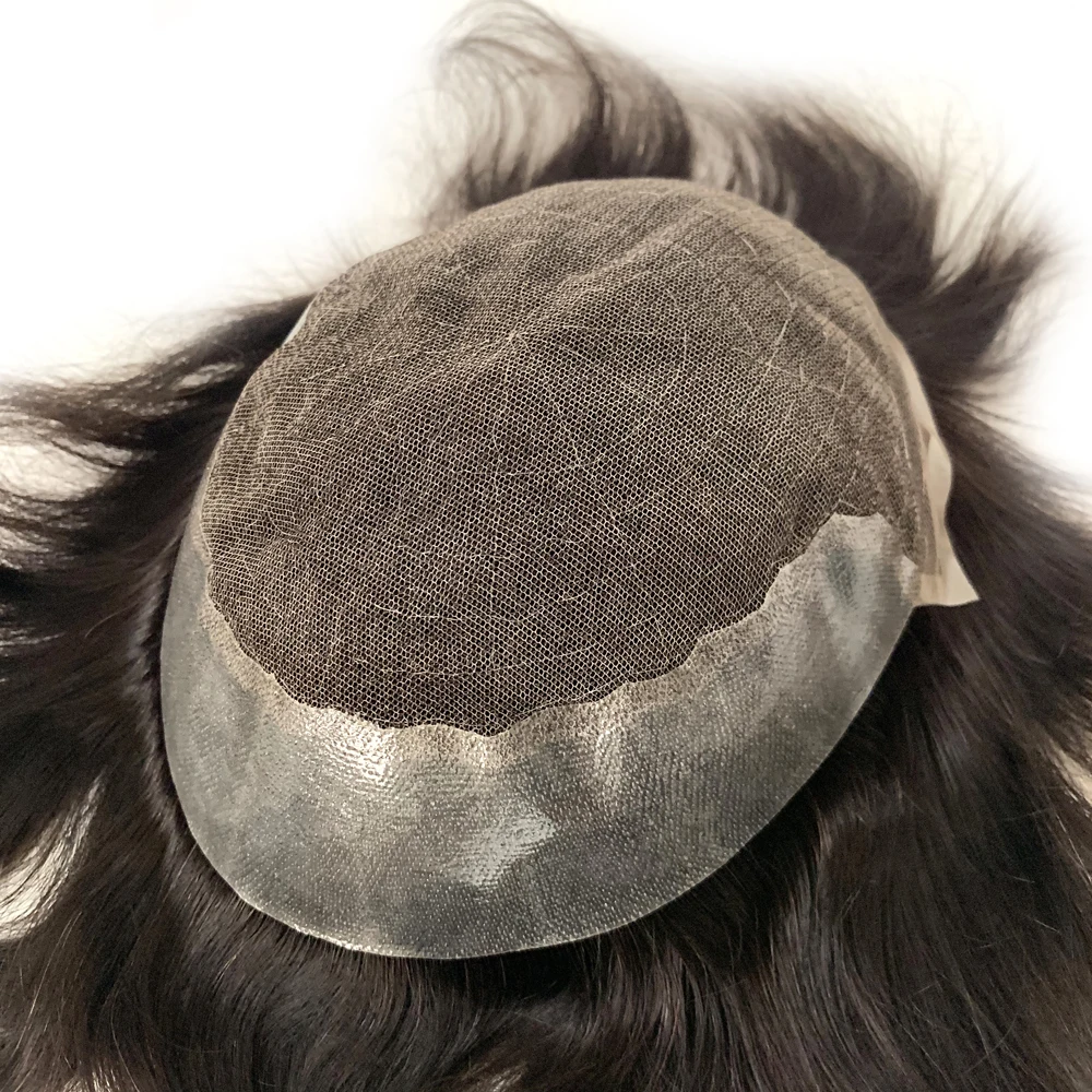 

Q6 toupee Men's Hairpiece 100% Brazilian Remy Human hair Toupee Soft hair replacement men toupee for men