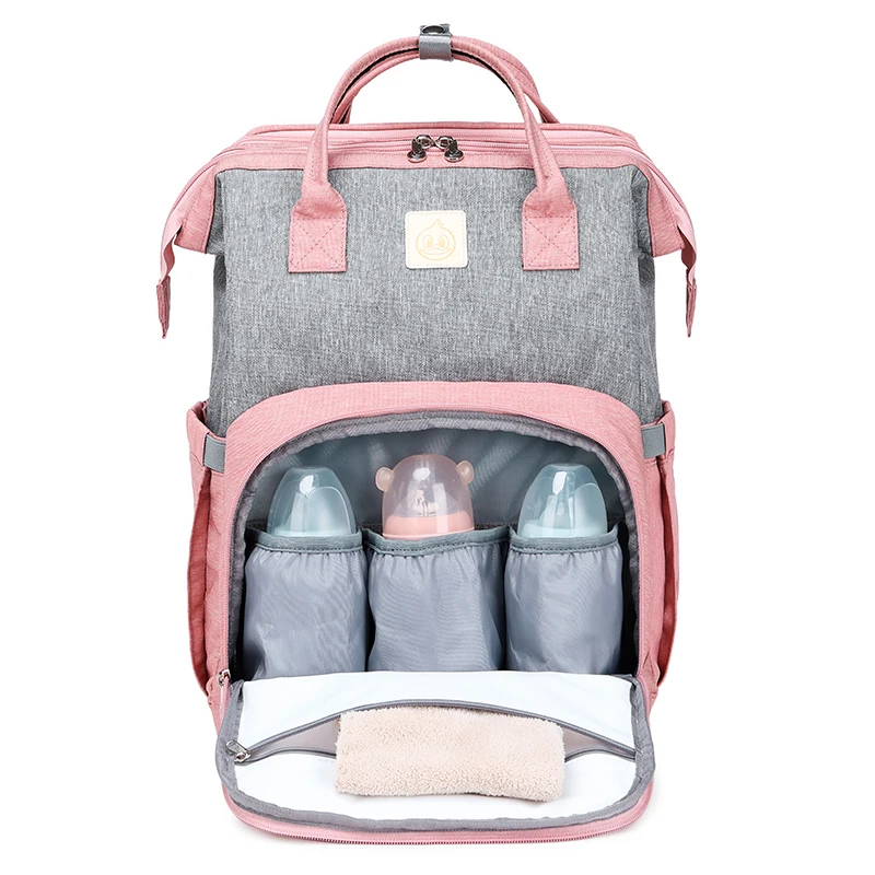 

Multifunctional Waterproof Mom Back Pack Nappy Changing Bag Mummy Diaper Backpack Baby Diaper Bag, Pink