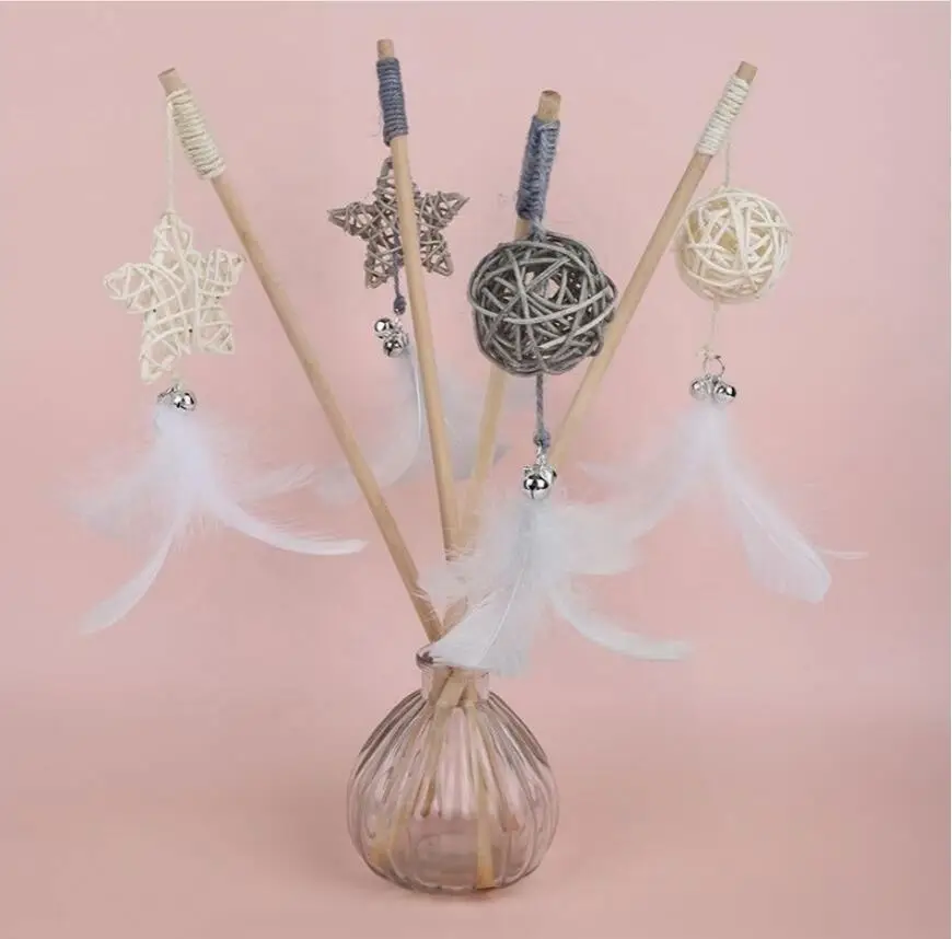 

Eco-friendly Feather Wood Fairly Cat Toy Educational Training Pet Toys, Photo