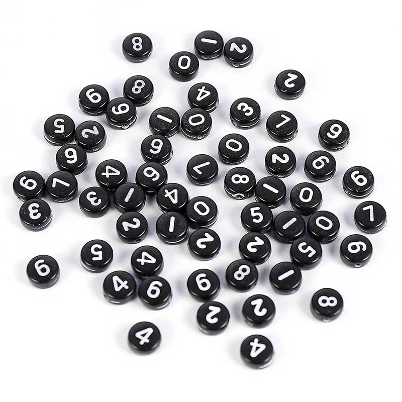 

Black Round Letter Beads Acrylic Alphabet Number Beads Round Spacer Beads For Jewelry Making DIY Necklace Bracelet, Picture