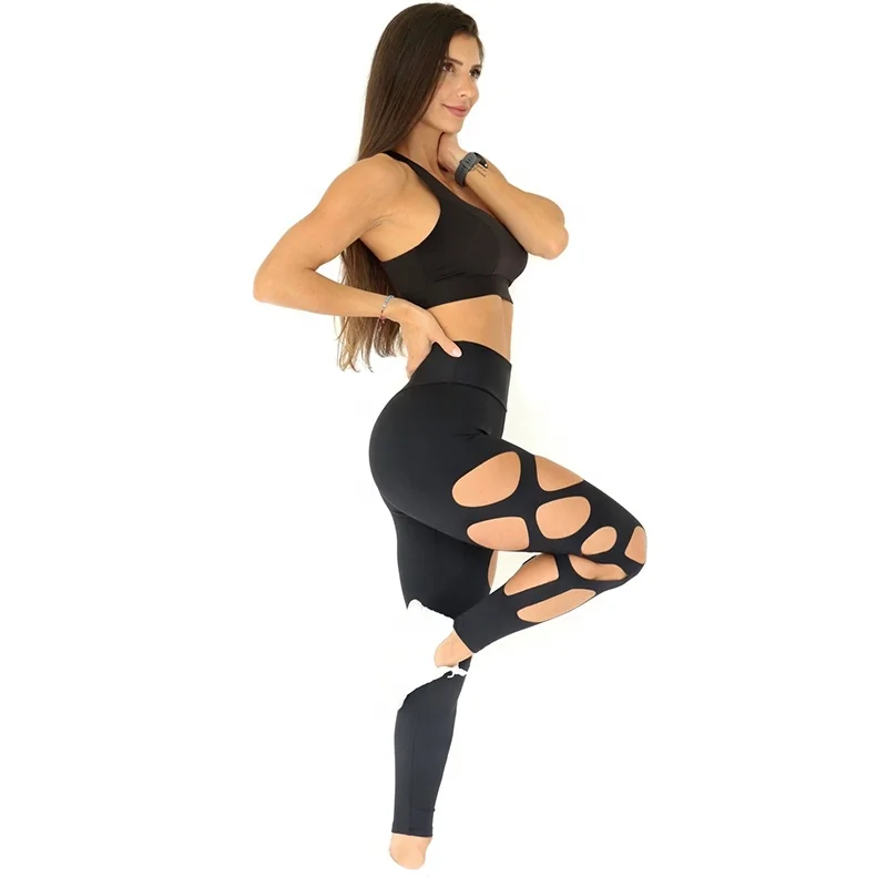

2021 Hot Solid High Waist Sexy Cut Out Booty Lifting Workout Leggings For Women, Black