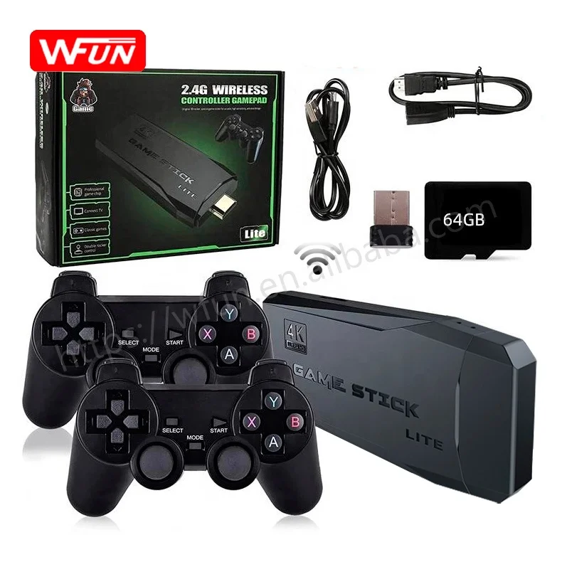 

M8 2.4GHz Double Wireless Controller Built-in 10000 HD 4K Retro Game Stick Console For PS1 TV Video Games Consola