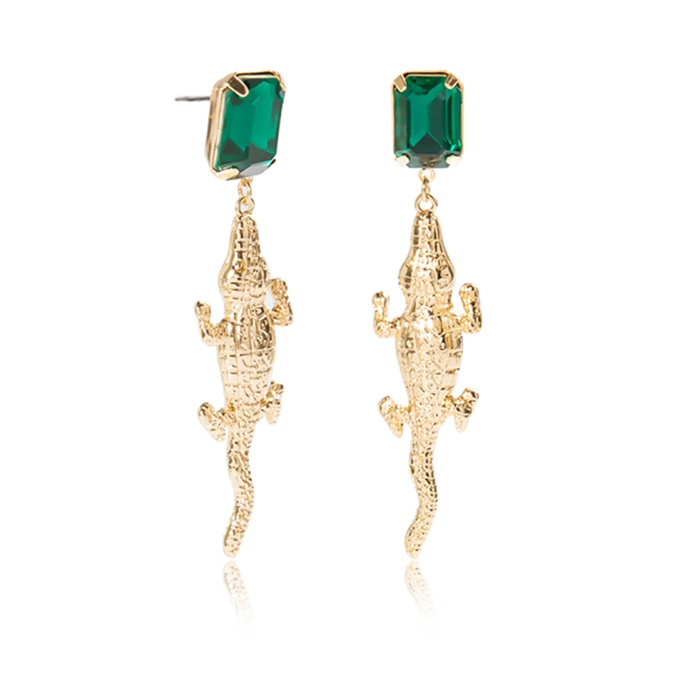 

Hot Products Guaranteed Quality Women's Fashion Statement Earring Emerald Dangle Crocodile Earring Drop