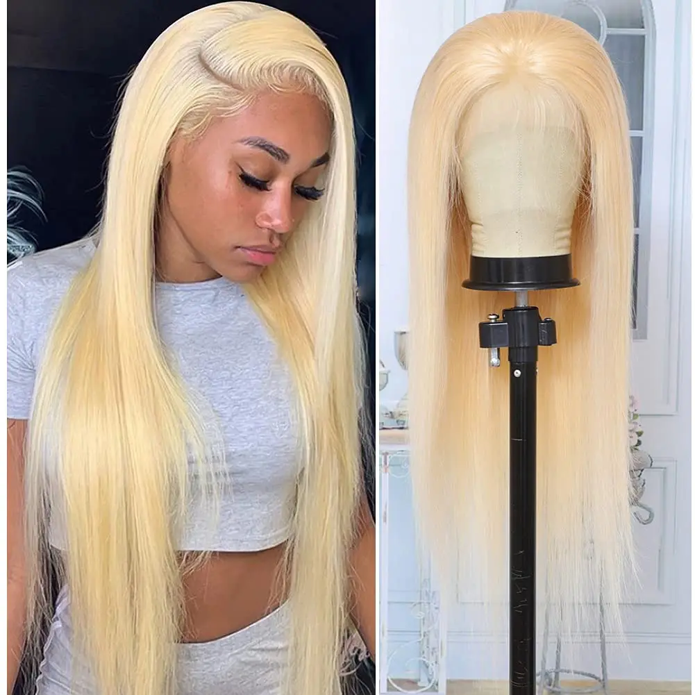 

Blonde 613 Lace Front Wig Human Hair 13x4 True Length Blonde Human Hair Wigs 150% Density 613 Frontal Wig Pre Plucked