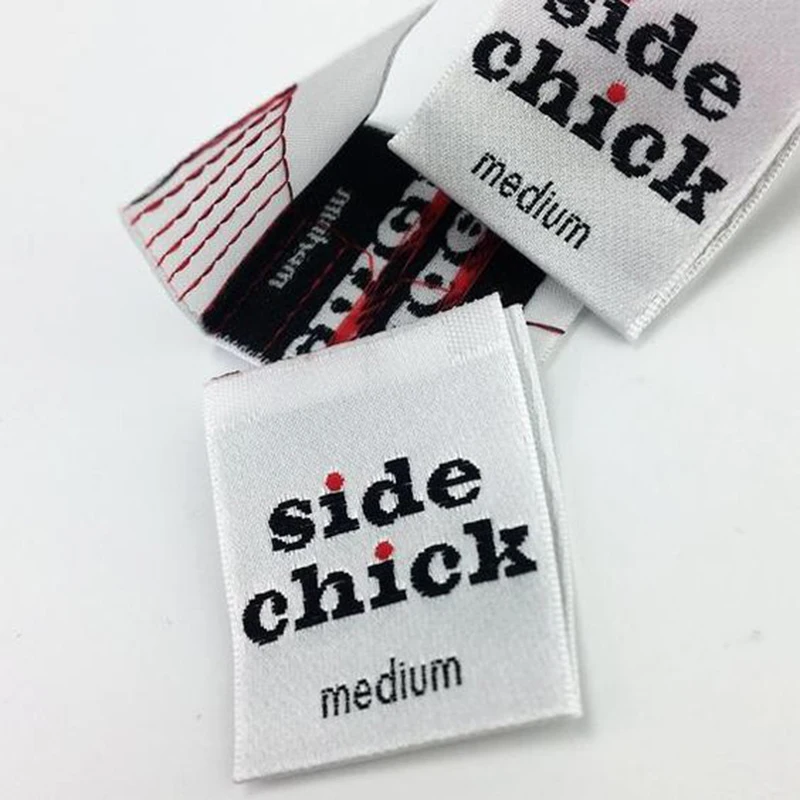 

Custom Garment Heat Cut Clothing Woven Label For Clothes Neck In Satin