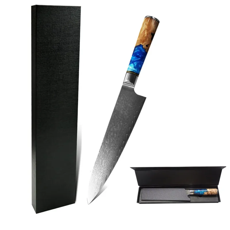 

Chinese Suppliers Amazon Ebay Hot Selling 8 inch 67 Layers VG10 Damascus Steel Stabwood handle kitchen Chef Knife With gift box