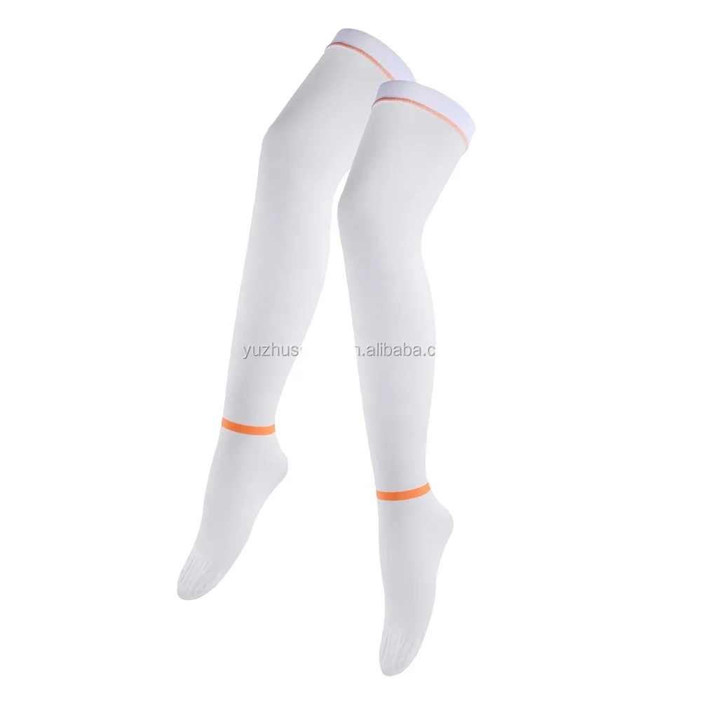 

Personalized over knee high medical compression anti-embolism thigh high stockings, White