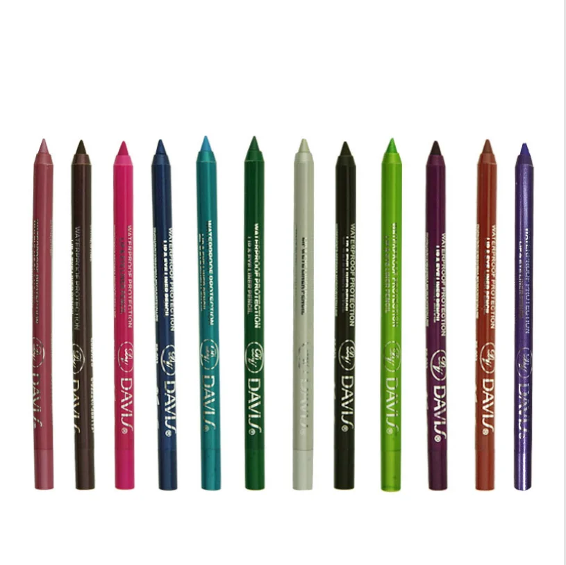 

private label 25 colors pigment waterproof lip and eye liner pen lipliner eyeliner pencil, Muliti-color