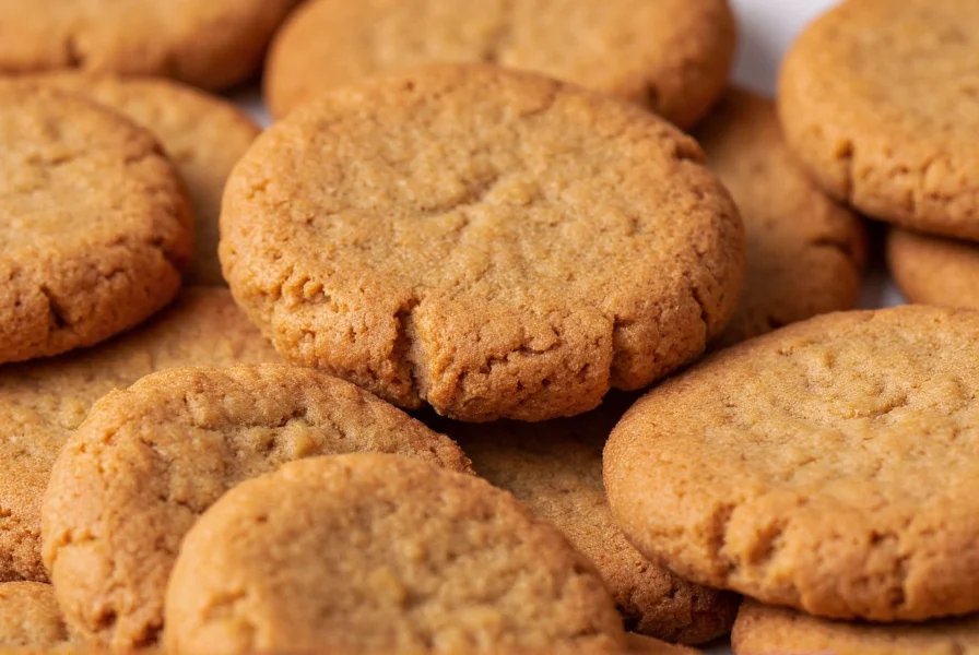 Close-up photography of various ginger snap cookies showing texture differences, professional food styling