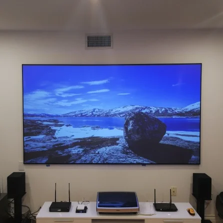 

Telon 4K home theater fixed frame short throw ust ALR screen ambient light rejecting laser projector screen 120, Black grey