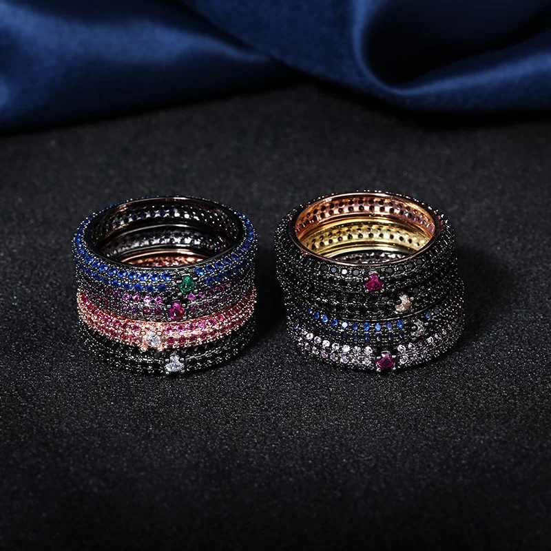 

Top new Fashion Choker rings cubic zircon micro pave setting copper base for women gift