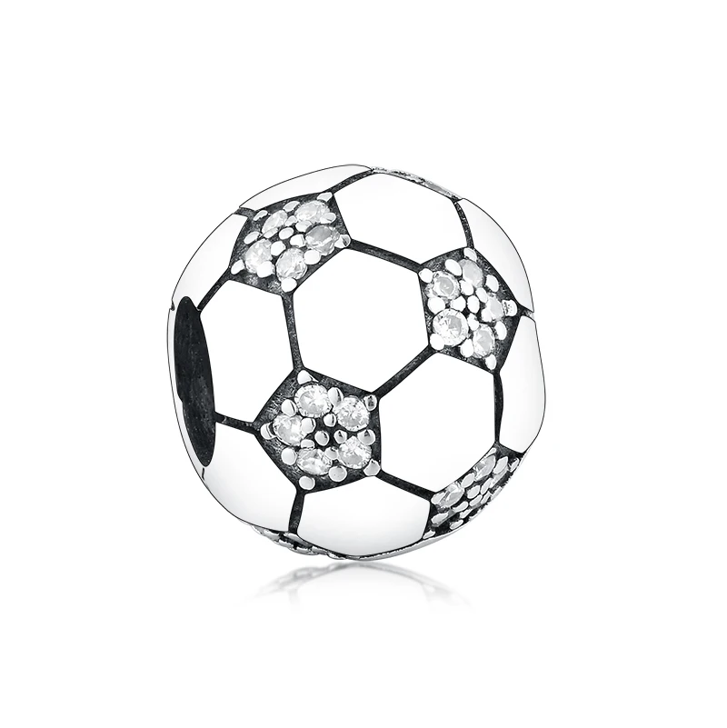 

Wholesale Jewelry 925 Sterling Silver Beads Football Charms Beads Zircon Fashion Jewelry Fit Bracelet Bangle Jewelry Making