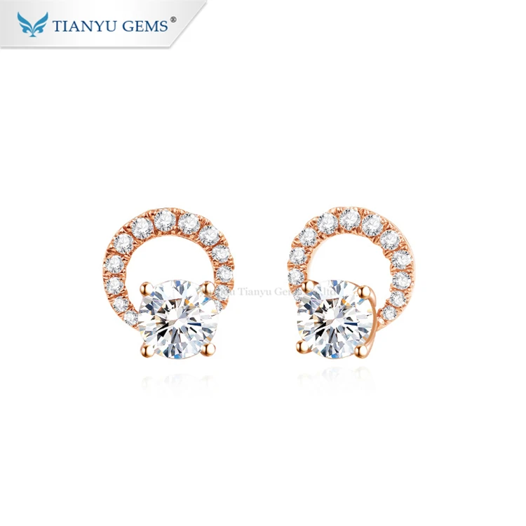 

Tianyu Gems Gold Jewelry Earring 14K Rose Gold DEF White Moissanite Stud Earrings