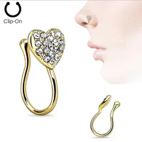 

Hotssale Septum Rings Hoop Nostril Piercing Clip on Nose Rings Shinny Crystal Heart Piercings Dainty Faux Nose Rings Jewelry