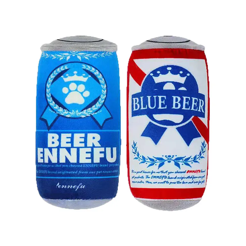

High Quality Plush Beer Can Squeaky Dog Toys Interactive Funny Bottle Puppy Pet Toy, Yellow,pink