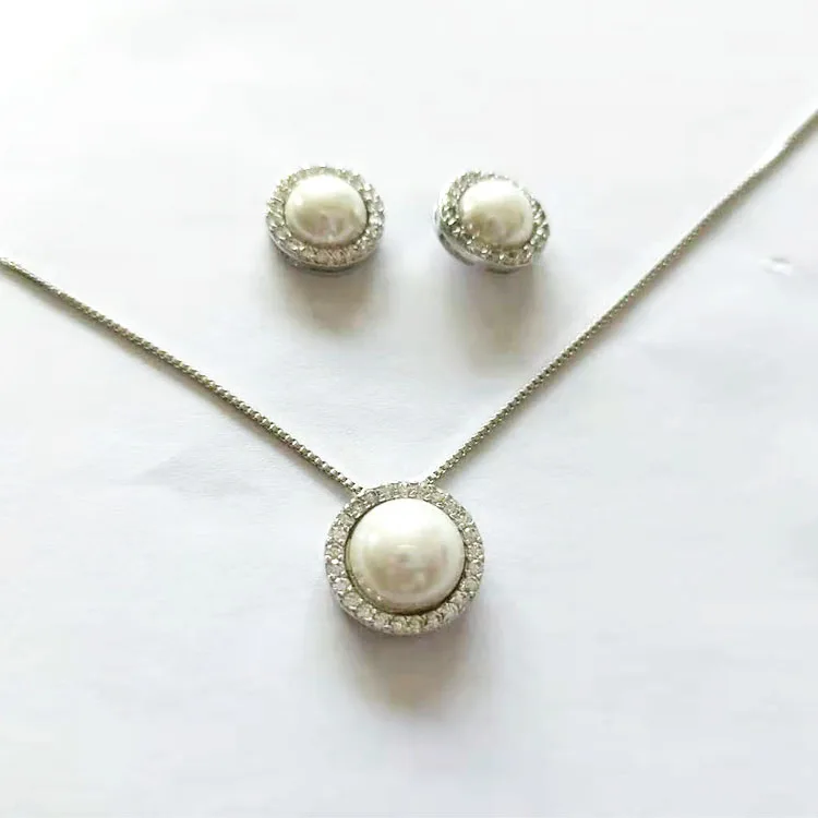 

Hot sale classic round earring set, ladies fashion pearl jewelry set, As the picture shows