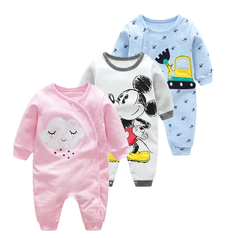 

Top quality newborn baby pajamas boys romper jump suit customized logo printing long sleeve clothes baby romper custom bodysuits