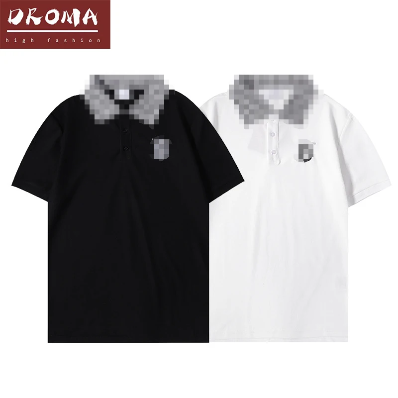 

Droma women clothing polo t-shirt high end luxury printing turn-down collar top for women and men, Picture color