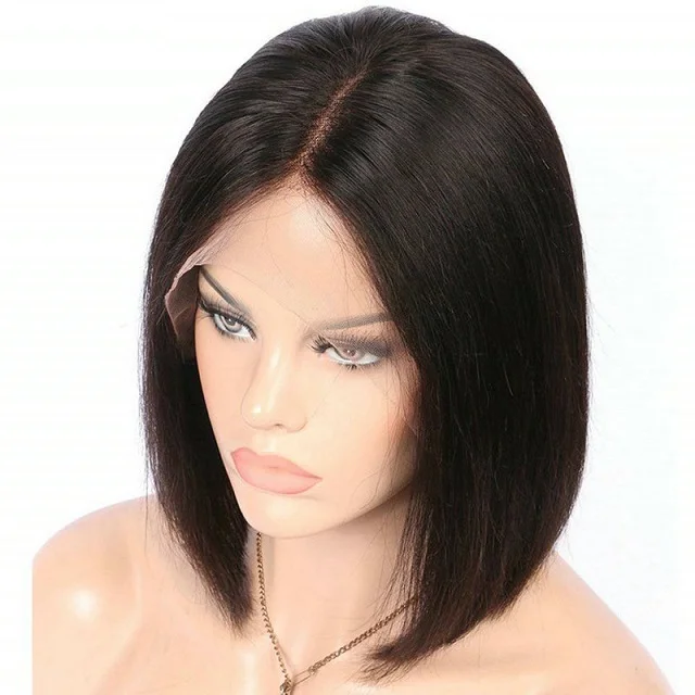 

Hairpiece Front lace bobo head real hair hood natural color Bobo head wig