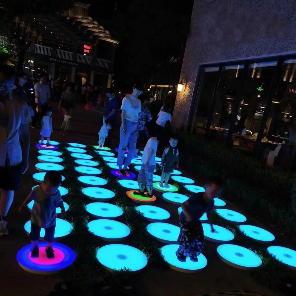
led RGB round interactive floor sensor brick for hall decoration 