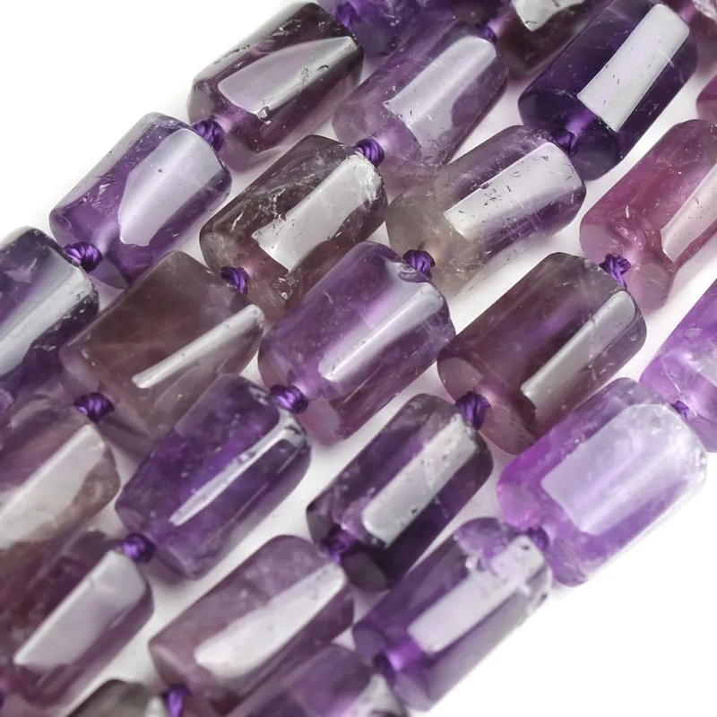 

Natural Spacer Loose Beads Column Shape Purple Crystal Amethysts Stone Beads for Diy Bracelet Necklace 15 Inch