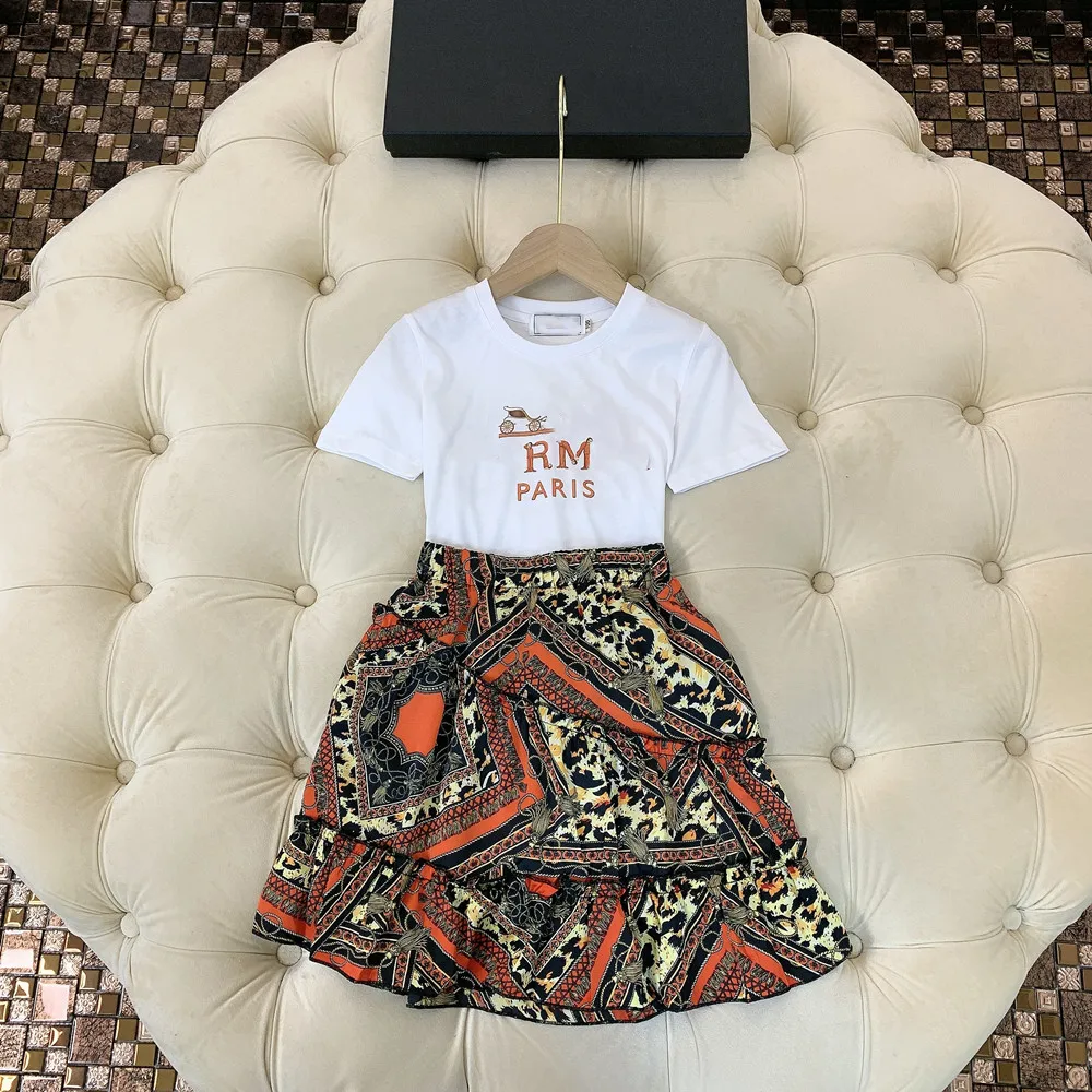 

Girls summer suit skirt 2021 new western style baby girl short-sleeved skirt casual two-piece little girl skirt