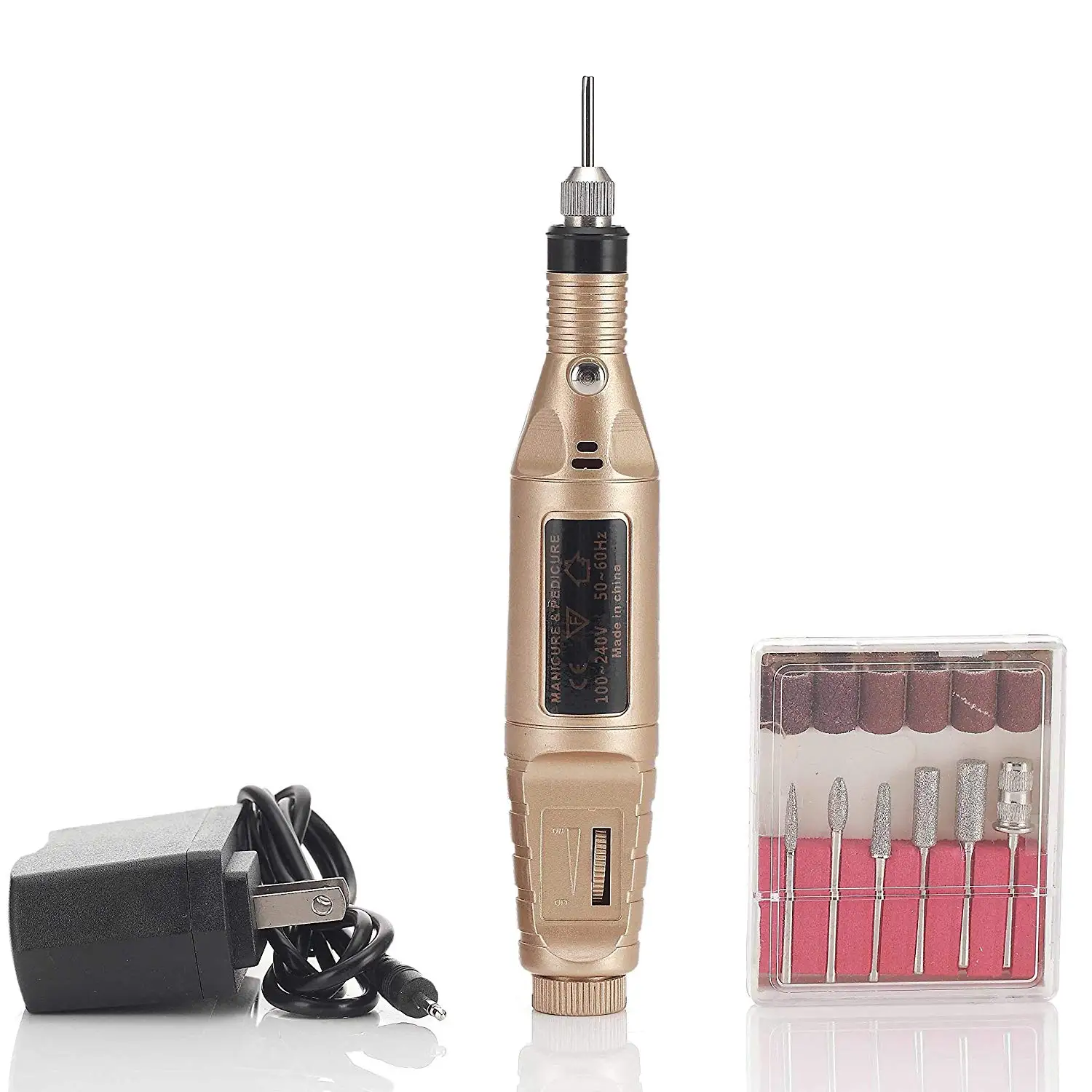 

Professional Finger Toe Nail Care Electric Nail Drill for Regular Polish Acrylic Nails Drill Machine Manicure and Pedicure, Black, gold, white