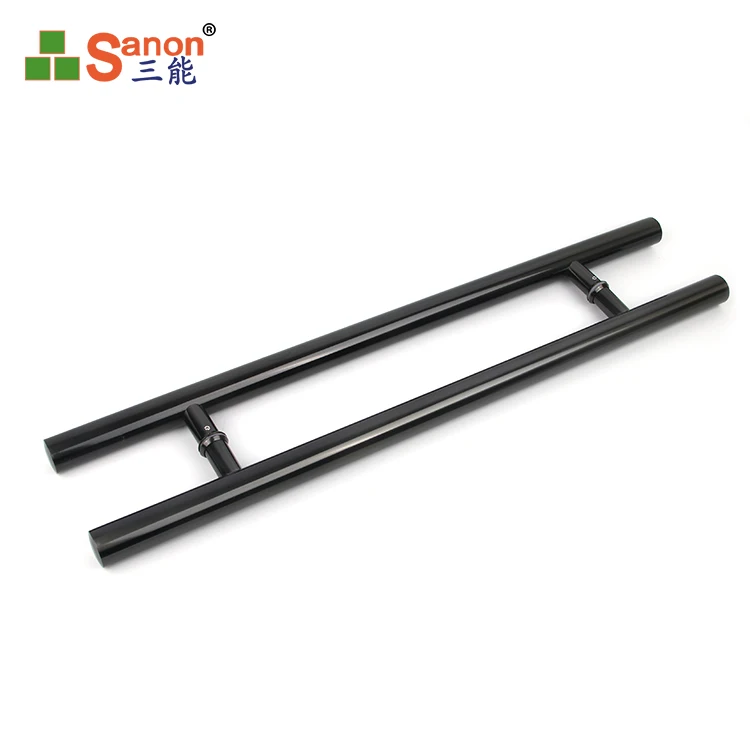 High Quality 304 Stainless Steel H Shape Double Sided Door Pull Handles Black Glass Door Handle