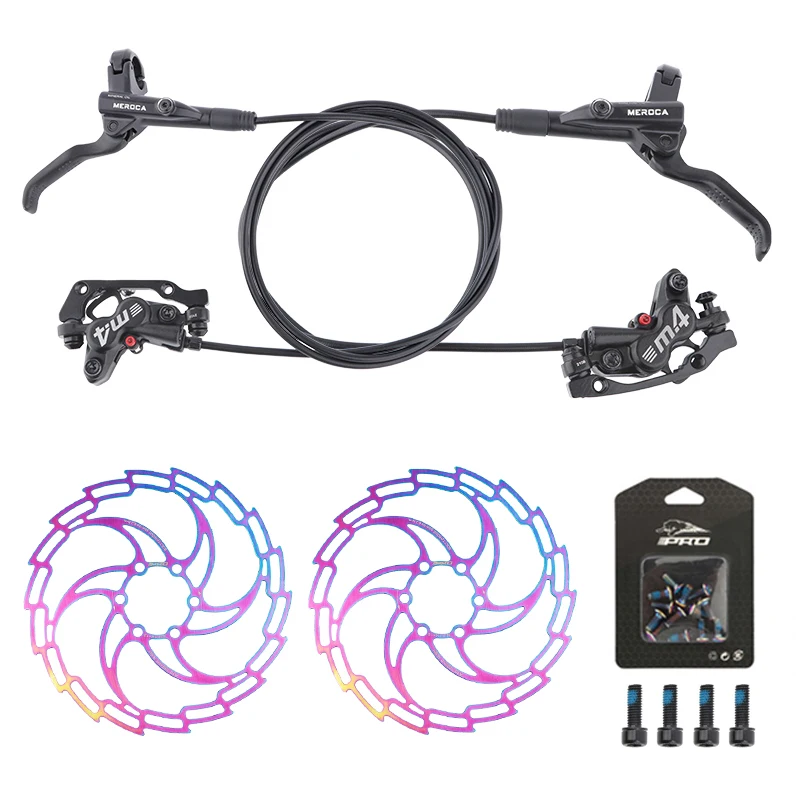 

MEROCA M4 Bicycle Parts Bicycle Oil Brake MTB Brake 800/1400mm Hydraulic Disc Brake with Rotor, Black