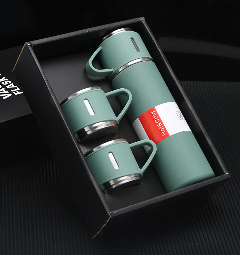 

Custom LOGO portable vacuum flask set creative business annual meeting gift stainless steel vacuum flask, Black, brown, blue, green, gray