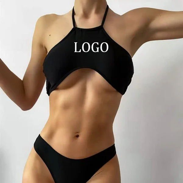 

Top Selling New Summer Solid Color Swimsuit Foreign Trade Black Strap Ladies Sexy Swimsuit Beach