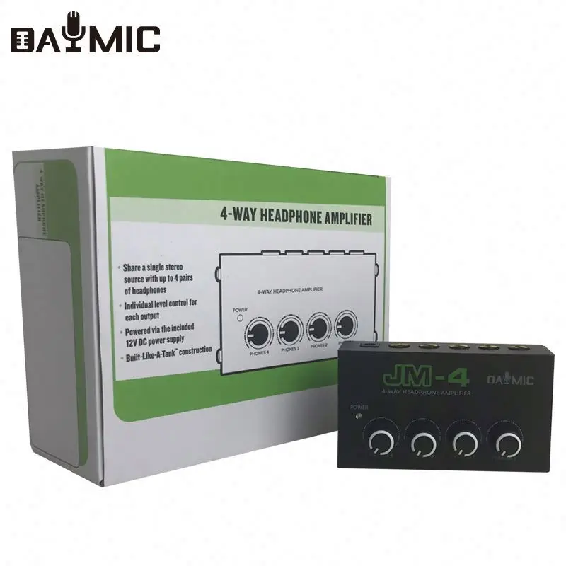 

New Arrival DAYMIC Factory Hot Sale 4-Channel headphone ear earphone sound amplifier for professional studio monitoring, Black