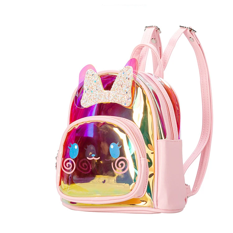 

cartoon rabbit children holographic laser tpu toddler backpack colorful cute kindergarten pupils mini school bags for kids