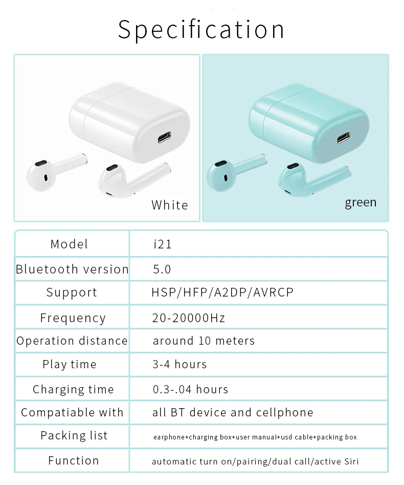 Portable TWS Wireless Bluetooths 5.0 Headset i21 i22 i28 OEM manufacture Earphones Headphones True Wireless Earbuds - ANKUX.COM