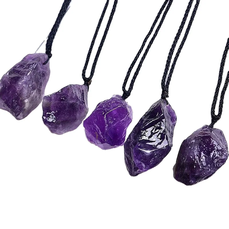 

Natural Amethyst Pendant Rough Polished Pendant Color Soft Crystal Transparent Diy Jewelry Accessories