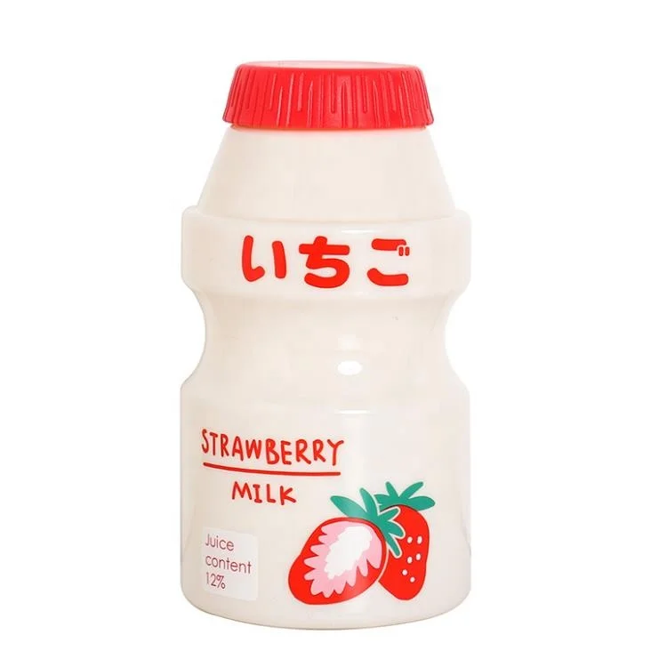 

480ml Plastic Water Bottle Yakult Shape Plastic Milk Carton Bottle for Girls, Transparent