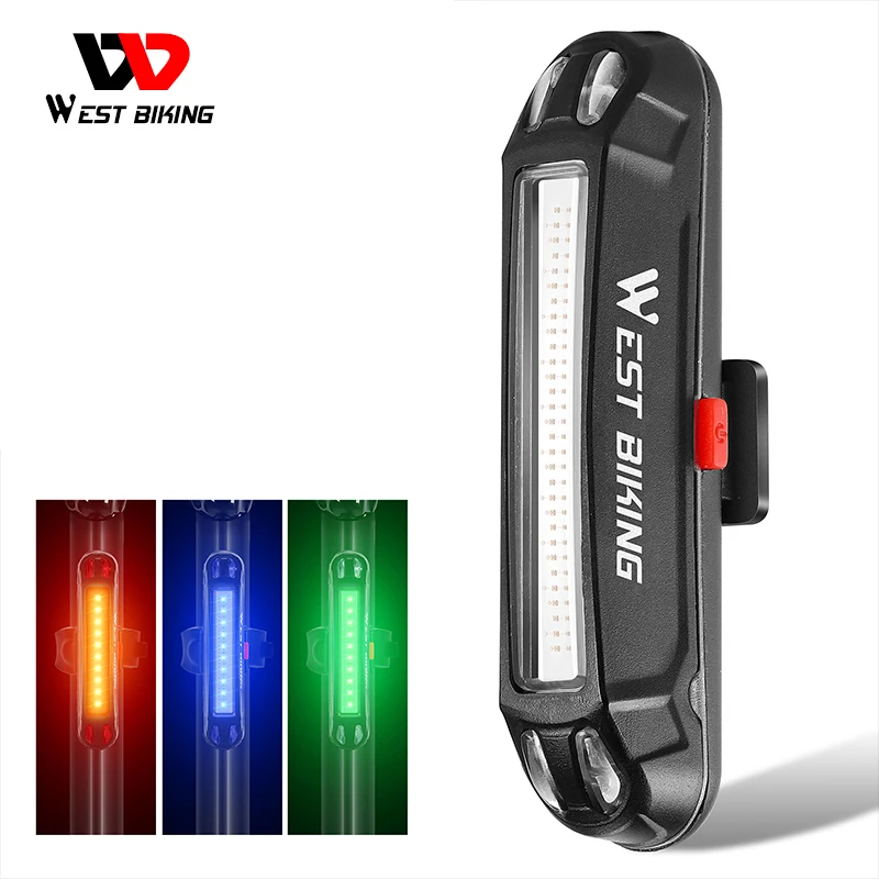 

WEST BIKING Mountain Bike USB Charging Warning Light Night Cycling Tail Light Bicycle Accessories Cycle Rear Light