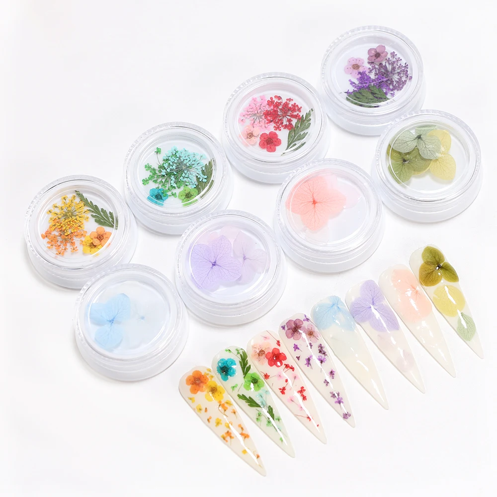 

Fast Shipping Mini Box pack Applique Nail Decoration Gypsophila Flowers Leaves Sticker For Tips Manicure Decor, Colorful