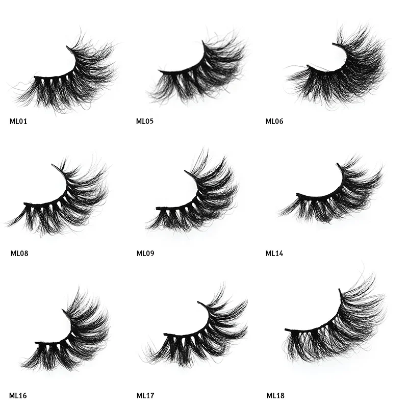 

Samples lashes wholesale 25mm mink eyelashes, Black
