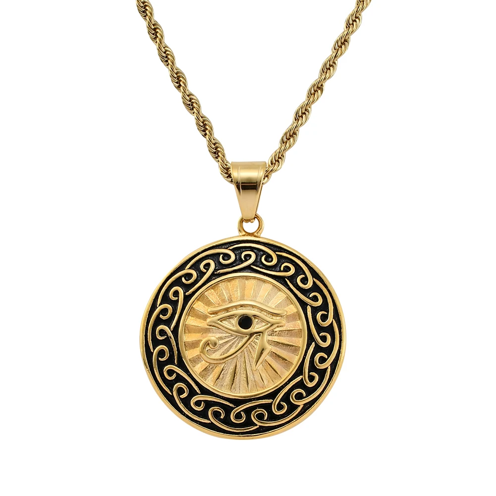 

SN212 Gold color Pendant with 3mm 24inch rope chain Hip Hop Jewelry Stainless Steel Necklace