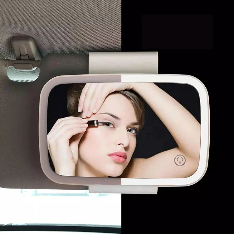 

Amazon Hot Selling Car Vanity Mirror 3 Colors Led Lights Rear Sun Car Visor Vanity Mirror