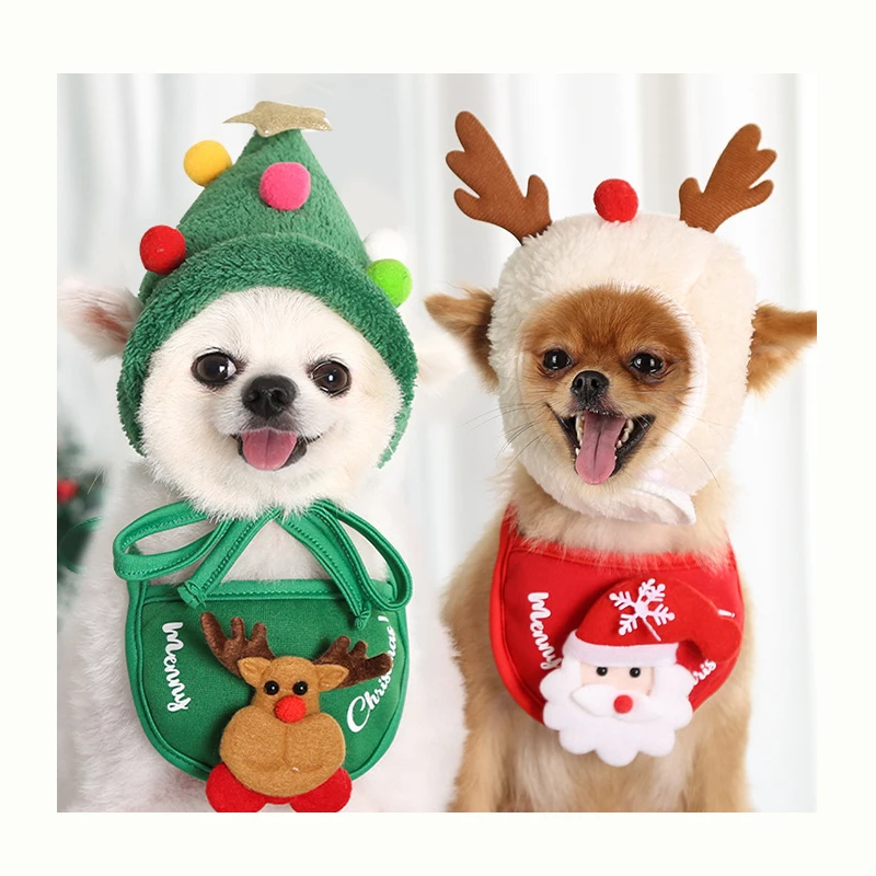 

Dog Christmas Bandana Dog Scarf Triangle Bibs Pet Hat Christmas Costume, As shown in details