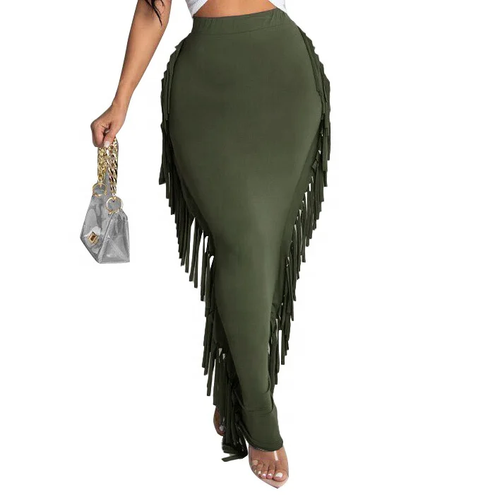 

XIUYU womens skirt faldas jupes fringe saias long skirt plus size maxi pencil rok elastic waist bodycon mermaid lady wrap skirts