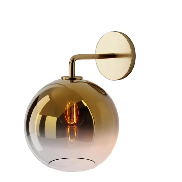 

Simig lighting china hot selling nordic round glass lamp shade gold led bubble ball single head wall lights, Golden/black