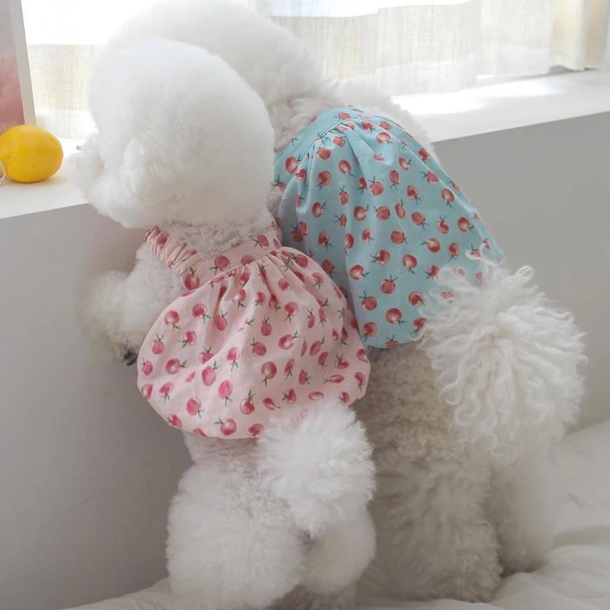

INS new Korean cute bubble skirt dog dress sling elastic short pet clothes